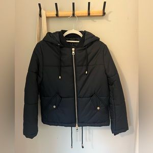Topshop puffer jacket, Navy blue, Size 4